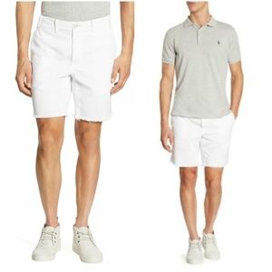 POLO RALPH LAUREN Frayed Hem Chino Shorts White 38
